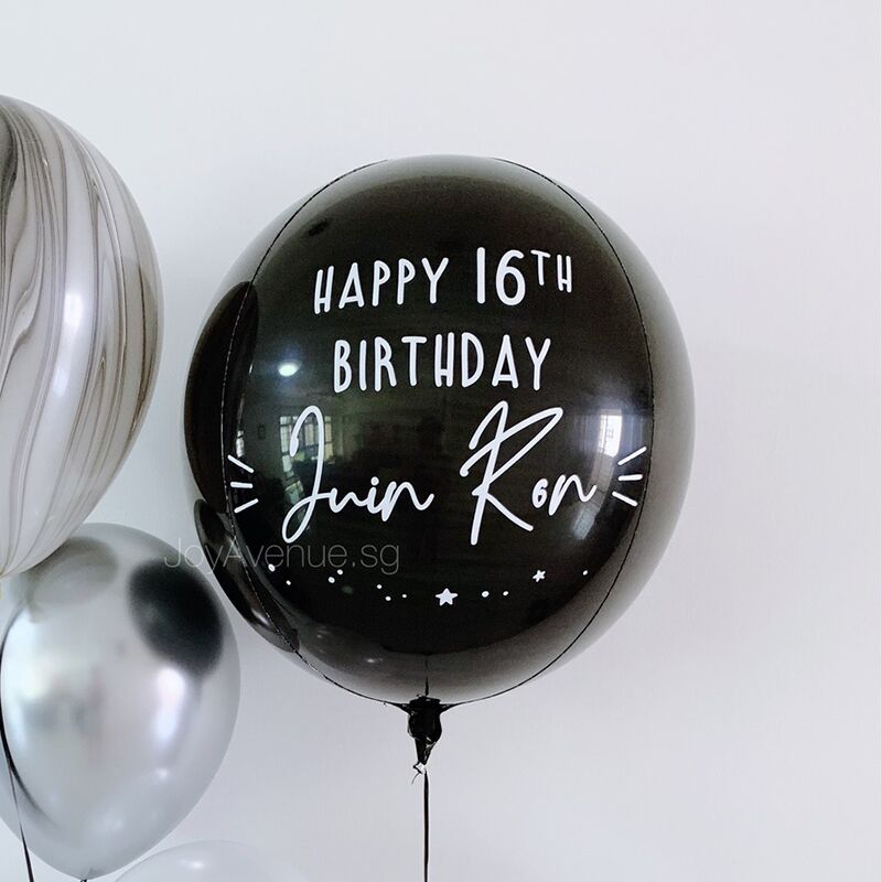 16" CustomOrbz - Single Customised Orbz Spherical Balloon (9 Colours Available)